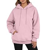 Generisch Hoodie Damen Kapuzenpullover Oversize Casual Pullover Sweatshirt Langarm Baumwolle Pulli Herbst Winter Hoody mit Tasche S-3XL