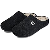 WateLves Filzpantoffeln Herren Hausschuhe Pantoffeln im Herbst und Winter Slipper Unisex mit Rutschfest Sohle Filzlatschen(Schwarz, 44/45EU)