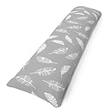 Amilian Seitenschläferkissen 150 x 40 cm - Schwangerschaftskissen - Seitenschläferkissen mit Bezug - Komfortkissen Erwachsene - Stillkissen XXL - Body Pillow - Feder grau