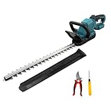 52cm Lange Heckenschere Kompatibel mit Makita 18V Akkus, Bürstenlosem Motor Leichte Heckenschere Elektrisch 15 mm Zahnabstand 180° drehbarer Kopf(Ohne Akku) (Blau)