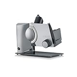 GRAEF Allesschneider S32100, multifunktionale elektrische Schneidemaschine, kippbar, Wurst, Käse, Brot und vieles mehr, Brotschneidemaschine mit stufenlos einstellbarer Schnittstärke, silber