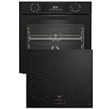 Beko BBSM11340B b300 Einbau-Backofen-Set, 2 autarke Geräte: Induktionskochfeld mit 4 Kochzonen, Backofen mit 8 Heizarten, 72 l Garraum-Volumen, Schwarz