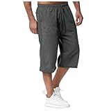 LOSSLO 3/4 Hose Herren Sport Caprihose Herren Sommer Jogginghose Stretch Hosen mit Gummizug Laufhose Baggy Sporthose Track Bequem Stoffhose Gym Freizeithose Leichte Jogginghose Softshellhose
