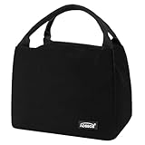 AOSBOS Kühltasche Klein Lunchtasche Herren Isoliertasche Leicht Lunch Bag zur Arbeit Schule Faltbar Meal Prep Tasche Wasserdicht Frühstückstasche Lunchbox Tasche Reißverschluss 8,5L Kord Schwarz