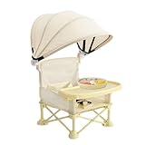 Klappbare Reisesitz Für Babys, Klappende Baby -Essstuhl, Baby -Reisestuhl Mit Tablett, Tragbarem Kleinkindsitz Mit Sonnendach, Verstellbare Gurte Und Abnehmbares Tablett, 31x31x37cm Für Home Outdoor