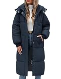 Vancavoo Wintermäntel Damen Lang Daunenmantel Winter Winterjacke Warm Steppmantel Jacke Mantel Daunenjacke Steppjacke mit Kapuze,Marineblau,M