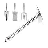 Niesel Gartenwerkzeuge | Edelstahl-Hacke Für Pflanzen & Umpflanzen,4-teiliges Gartengeräte Set Für Farm Terrasse Camping Rasenbelüftung Bodenlockerung Mit Langlebigen