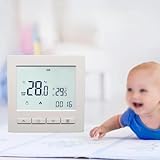 Besttoolifes Programmierbares Thermostat für Fußbodenheizung, digitales LCD, Dual-Zonen-Steuerung, 6-Perioden-Zeitplanung, ABS-Gehäuse