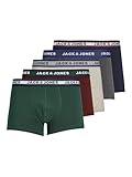 JACK&JONES Boxershorts 5er-Pack Basic Trunks Kurze Unterhosen Logo Print Design JACOLIVER, Farben:Mehrfarbig, Größe Hosen:M