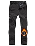 YSENTO Damen Wanderhose Wasserdicht Outdoorhose Softshellhose Winter Skihose Gefütterte Snowboardhose Trekkinghose Funktionshose(Schwarz,L)