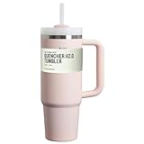 Generisch 40oz/1.18L Thermobecher mit Strohhalm und Deckel, Autobecher - Vatertagsgeschenk für Papa, Doppelwandiger Vakuum Edelstahl Isolierbecher mit Griff und Stroh, Camping Travel Mug Becher (L)