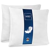 LILENO HOME Federkissen 45x45 cm [2er Set] - Kissen 45 x 45 cm aus Federn als Kopfkissen, Schlafkissen u. Bettkissen perfekt für Allergiker und Kinder - Federkernkissen mit je 450 g Federfüllung