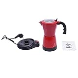 DHQCQL Espressokocher Elektrisch 300ml, 480W 220V Kaffeekocher Elektrisch mit Base, Elektrische Espressokocher für 6 Tassen, Kaffeekocher Elektrisch für Reisen oder Camping (Rot)