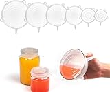 HSYTEK 6 Stück Silikondeckel Dehnbar, Wiederverwendbar Silikon Deckel Universal Dehnbar, 6 verschiedene Größen Silikon Deckel, Joghurt Deckel, Deckel für Joghurtbecher, für Schüsseln, Becher, Dosen