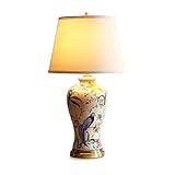 XIOMOLI Nachttisch Lampe Keramik/Metall Schreibtisch Lampe handbemalte Blumenvogel Schreibtisch Lesen Leichter Dekor Nachttisch Schlafzimmer Wohnzimmer Home Office powerfully