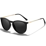 CIKJUK Sonnenbrille Kinder Jungen Mädchen Polarisiert Metallrahmen Verspiegelt Rund Kinder Sonnenbrillen 4-12 Jahre UV400 Schutz-Schwarz/Schwarz