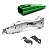 Delphin®-03 Teppichmesser | 1 Hakenklinge | 1 Trapezklinge | Kunststoffköcher grün