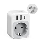 TESSAN USA Adapter Steckdose, 4 in 1 Reiseadapter Thailand mit 1 USB C und 2 USB A, Steckdosenadapter Reisestecker Stromadapter für Amerika Kanada Thailand Mexiko, Adapter Typ B