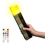 HLMNAKE Wall Fackel Nachtlicht 28cm mit Sound und Haken, Timer Fernsteuerbar Acht Farben Autochromatisch, Ton und Licht Flamme Nachahmen, 3 Gang Dimmbar 3D Torch Lamp