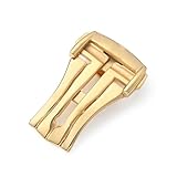 HAJMGUMC Universelle Schnalle aus Edelstahl, Faltschließe, Dornschließe, 14 mm, 16 mm, 18 mm, 20 mm, Uhrenzubehör, passend Fit For Omega mit Logo(Fold buckle-gold,20MM_NO LOGO)