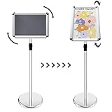 UISEBRT Infoständer DIN A4 Plakatständer Höhenverstellbar Drehbar Informationsständer aus Aluminium Präsentationsständer Werbeständer Verstellbar Quer/ Hochformat, Silber, A4