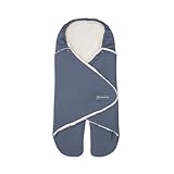 emma & noah Einschlagdecke mit Füßen, 0-8 Monate, Babydecke für Babyschale, Maxi Cosi®, Kindersitz für Herbst und Winter, Gefüttert, Maximale Bewegungsfreiheit (Essential Blau)