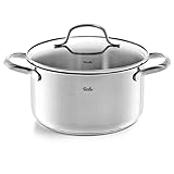 Fissler San Francisco / Edelstahl-Topf (1,9 L - Ø 16 cm) Kochtopf mit Glas-Deckel, Schüttrand, Mess-Skala - Induktion, Silber