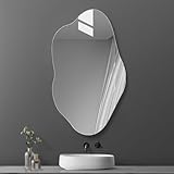 Asymmetrischer Spiegel Bathroom Mirror Wandspiegel Ohne Rahmen - Deko Spiegel Gäste Wc Spiegel Wandspiegel Zum Aufhängen Für Badezimmer Schlafzimmer Wohnzimmer Flur Rahmenloser Badezimmerspiegel ( Siz