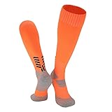 PRIOKNIKO Langrohr-Fußballs ocken für erwachsene Männer und Frauen Training Hochrohr-Anti-Rutsch-Strümpfe Langrohr-Sports ocken, orange Farbe, L