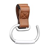 Vihir Kinderwagen Haken für Taschen, Groß Kinderwagenhaken Universelle, Taschenhaken, Kinderwagen Zubehör, PU Leder+Aluminium Legierung+Silikon Anti Rutsch Schutzhülle