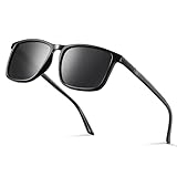 Occhsouo Polarisiert Sonnenbrille Herren - Damen UV400 Schutz Sunglasses Men Women TR90 Ultraleichte Rahmen Schwarz CAT 3 CE Retro Sport Polarisierte Sonnenbrillen für Angeln, Fishing, Fahren, Ski