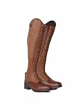 HORZE Damenreitstiefel mit Schnürung – Klassische Leder-Reitstiefel mit Frontschnürung und rückseitigem Reißverschluss, Braun, 39