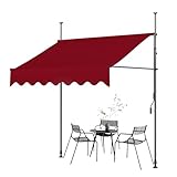 PQXQZ Markisen für Terrasse, Manuell Einziehbare Markise, Freistehende Markise mit Stahlrahmen und Polyesterdach, Gartenmarkise (Color : Red-A, Size : 350cm/138in)