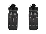 ZEFAL Pack Sense Soft 65 No-Mud - Doppelpack Fahrrad- und Mountainbike-Trinkflaschen - Weiche und geruchlose Sportflasche - BPA-freie Wasserflasche - Silikonventil - Rauchschwarz, 2 x 650ml