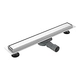Ibergrif Edelstahl Duschrinne 60 cm Komplettset, Bodenablauf, Siphon mit Geruchsstop, Haarsieb, Befliesbar, Extra flach, Schnelle Drainage