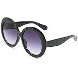 AGRIEVE Runde übergroße Sonnenbrille für Damen, ovale Sonnenbrille für Damen/Herren, Vintage-Brille für Damen, Luxus, Schwarz/Doppelgrau, Einheitsgröße