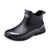 Generisch Gummistiefel Herren Extra Weit - Halbhoch Regenstiefel Weitschaft Gartenstiefel Wasserdicht Kurze Gummischuhe Männer Rutschfeste Angelstiefel Gummischuhe Waterproof Regenschuhe Boots Leder