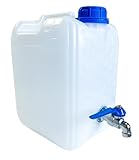 pokm toolsmarket - Wasserkanister mit Hahn, 5 Liter, Trinkwasser Kanister mit Zapfhahn Verzinkt, Wassertank BPA-frei, Wasserbehälter mit Schraubdeckel für Camping - Weiss Farbe