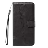 Handyhülle für Huawei P20 Lite Hülle Leder, Huawei P20 Lite Lederhülle Handy Hüllen, Modisch Book Flip Kartenfach Handytasche Schutzhülle Tasche für Huawei P20 Lite schwarz