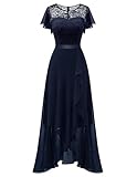 Berylove Abendkleid Lang mit Ärmeln Ballkleider Damen Langes Kleid Damen Hochzeitskleid BLP7051 Navy M