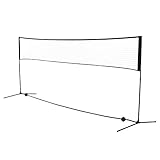 HOMCOM Badmintonnetz Set Höhenverstellbar, faltbares Tennisnetz mit Badmintonschläger 94/158H cm, Volleyballnetz, Federballnetz mit Transporttasche Metall Polyester Schwarz