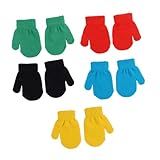 VERDANVERSE 5Paare Strickhandschuhe Winterhandschuhe für Jungen Vollfinger Fäustlinge Warm Langlebig für Kalte