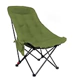 GAOXIAO Campingstuhl Faltbar Bis 240 kg, Faltstuhl Angelstuhl Klappstuhl Gepolstert mit Hoher Rückenlehne, Strandstuhl Hochlehner Klapphocker mit Seitentasche Green 92.5 x 59 x 41.5 cm