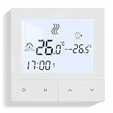 Beok Thermostat Fussbodenheizung Wasser, Thermostate Heizung Digital Raumthermostat Fußbodenheizung 230v Wandthermostat Heizungsthermostat Temperaturregler TDS72-WP Weiß Non-WiFi