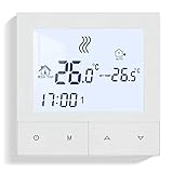 Beok Thermostat Fussbodenheizung Wasser, Thermostate Heizung Digital Raumthermostat Fußbodenheizung 230v Wandthermostat Heizungsthermostat Temperaturregler TDS72-WP Weiß