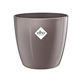 elho Brussels Diamond Rund 22 - Blumentopf für Innen - 100% recyceltem Plastik - Ø 22.4 x H 20.1 cm - Grau/Oyster Pearl