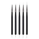 Nagelkunst-Pinsel, 5 Stück, Nailart-Pinsel, Punktierstift-Werkzeuge, Malkunst-Design-Pinsel-Set für lange Linien, dünne Details, feine Zeichnungsgrößen 7/9/11/15/22 mm, Schwarz