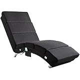 Casaria® Relaxliege XXL Massage Heizfunktion 186x89x55cm Ergonomisch Stoff Gepolstert 180kg Belastbarkeit Wohnzimmer Chaiselongue Relaxsessel Anthrazit