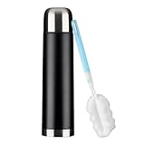 GRÄWE Thermosflasche,1 Liter Edelstahl Trinkflasche, Thermoskanne, Isolierflasche für unterwegs mit Becher, auslaufsicher, spülmaschinengeeignet, Schwarz