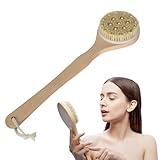 Rückenbürste mit Langem Stiel, Holz Badebürste, Duschbürste Naturborsten, Saunabürste, Körperbürste, Peelingbürste zum Entfernen Abgestorbener Haut, Massagebürsten für Körper und Rücken